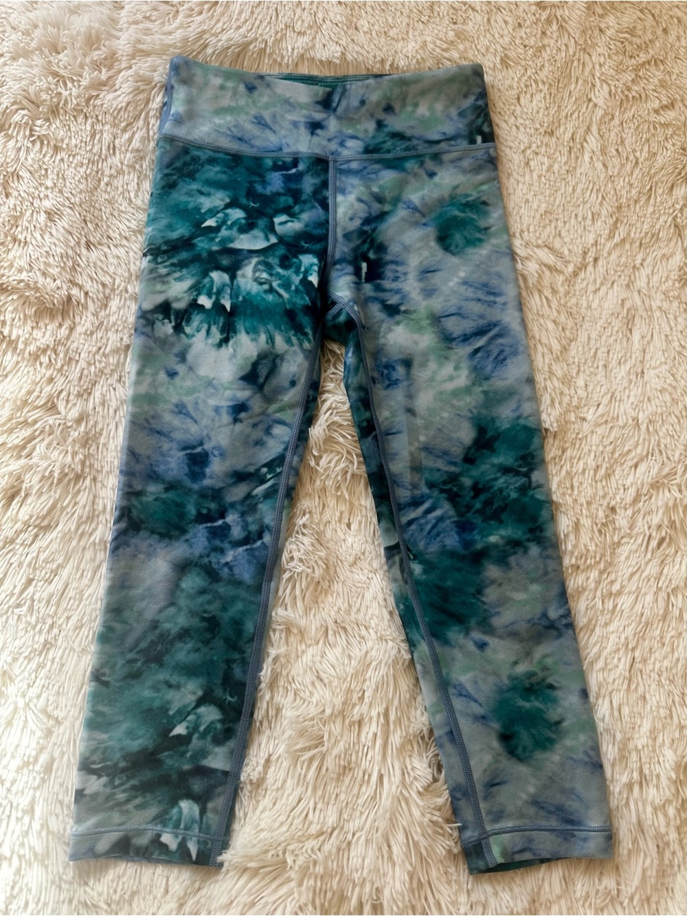 Athleta Girl High Rise Chit Chat Capri Leggings Blue Tie Dye Girls Large Size 12